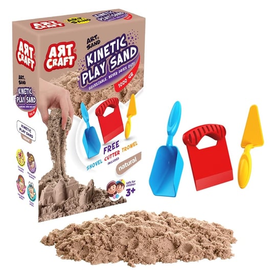 Art Craft 3690 Aksesuarlı Naturel Kinetik Oyun Kumu, 3+ yaş, 1000 gr, Kahverengi