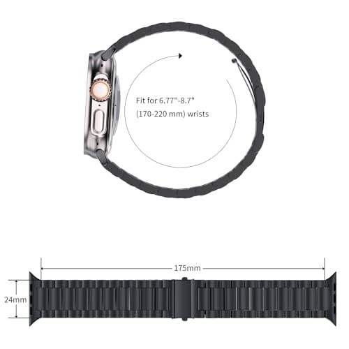 ARTCHE Apple Watch için 49mm 45 mm 44 mm 42 mm Saat Kayışı, iwatch Kayış Serisi Ultra/8/7/6/SE/5/4/3/2/1 ile Uyumlu, Paslanmaz Çelik Yedek Spor Kayışı Metal Ayarlanabilir Kayış, Siyah