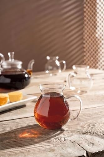 ARVALE 6lı Keyfi Ala Kulplu Borosilikat Çay Bardağı - Çeyiz Seti