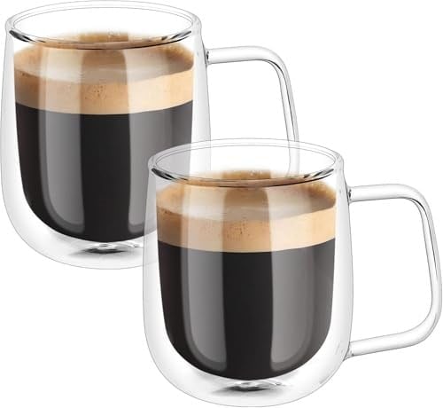 ARVALE Çift Cidarlı Cam Kupa Ev Ofis Fincanı Çift Katlı Isı Yalıtımlı Kulplu Cam Bardak (2 Adet Helsinki 250 ml)
