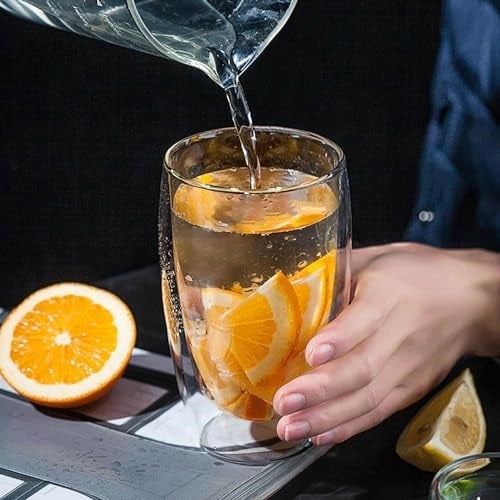 ARVALE Çift Cidarlı Cam Kupa Ev Ofis Fincanı Isı Yalıtımlı Kulplu Cam Bardak (2 Adet 500 ml) - Seçenekler: 2 Adet Main 250 ml, 2 count Helsinki 250 ml...