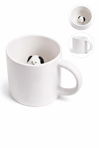 ARVALE Sürpriz Köpek Figürlü Seramik Kahve Kupası - Gizli Tasarım Mug Bardak