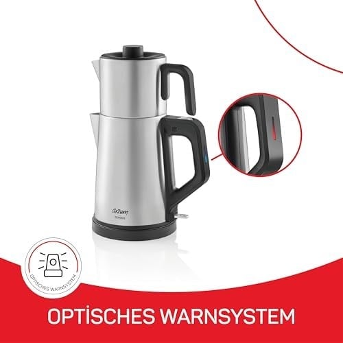 Arzum AR3129 Deminde Çay Makinesi 1800W, 1 L Demlik Kapasitesi, Inox