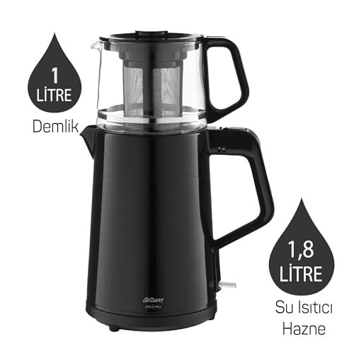Arzum AR3134 Dreamtea Çay Makinesi 1 L Demlik Kapasitesi, Siyah