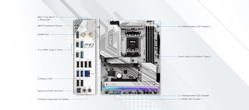 ASRock X870 PRO RS WIFI ATX Anakart, AMD AM5 Ryzen 9000 ve 8000, DDR5, 5x M.2 SSD, 4K 120Hz, AMD Expo, USB Type C, WiFi 7 - Seçenekler: Pro RS WiFi, Riptide WiFi