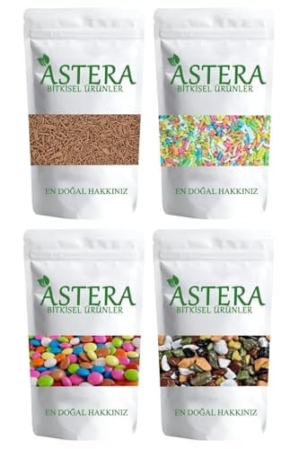 ASTERA 500 Gr Pasta Süsü Renkli + 500 Gr Bonibon + 500 Gr Pasta Süsü Kakaolu + 500 Gr Çakıltaşı Çikolata