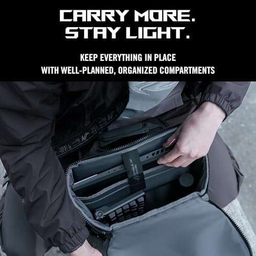 ASUS ROG Ranger BP201 dizüstü bilgisayar sırt çantası (hafif, su geçirmez, 22 litre depolama alanı, 17 inçe kadar dizüstü bilgisayarlar için