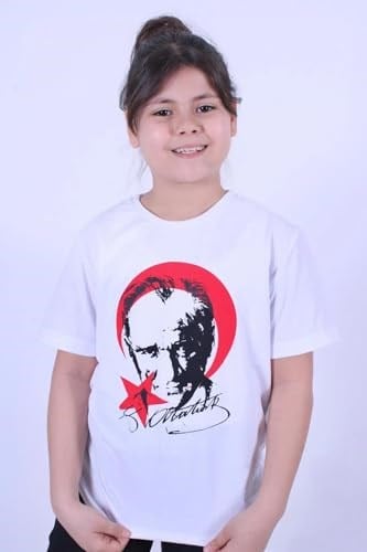 Atatürk Baskılı Atatürk Imzalı Unisex Çocuk T-shırt