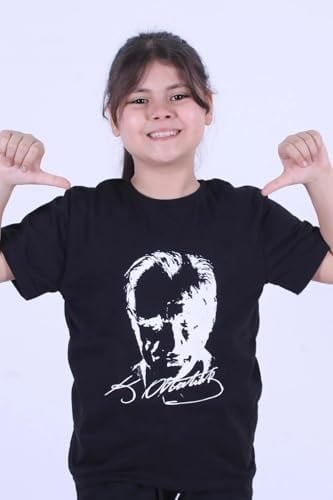 Atatürk Baskılı Atatürk Imzalı Unisex Çocuk T-shırt