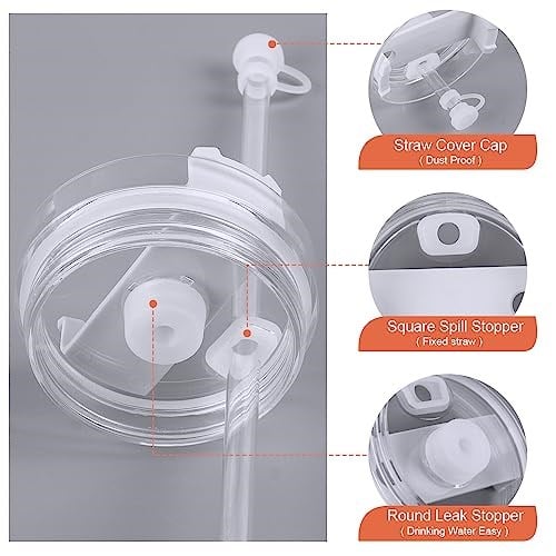 AUAUY 2 set pipet kapak silikon 3lü set, Stanley Cup 1,0 40oz/30oz ile uyumlu, Stanley aksesuarı, su bardağı aksesuarları, 2 hasır kapaklı kapak, 2 kare dökülme durdurucu, 2 yuvarlak sızıntı