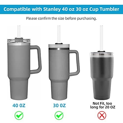 AUAUY Stanley için 6 ADET Plastik Yedek Pipet 40 oz 30 oz Bardak için Yeniden Kullanılabilir Şeffaf Pipetler Stanley Adventure Quencher Seyahat Tumbler ile Uyumlu, Temizleme Fırçalı Bardak Pipetleri