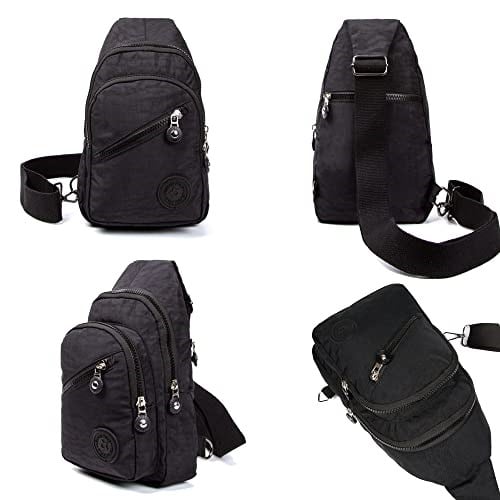 Av A Dos Unisex Siyah Su Geçirmez Krinkıl Çapraz Askılı Bel Omuz Çanta Göğüs Seyahet Günlük Bodybag