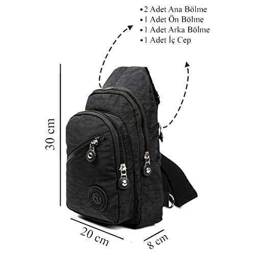 Av A Dos Unisex Siyah Su Geçirmez Krinkıl Çapraz Askılı Bel Omuz Çanta Göğüs Seyahet Günlük Bodybag