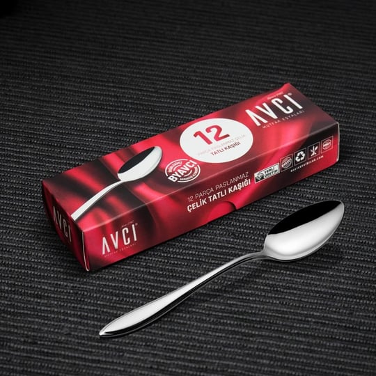 AVCI Elit 12 Adet Tatlı Kaşığı 18/10 Paslanmaz Çelik 2 mm