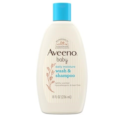 Aveeno Baby Günlük Nem Yumuşak Vücut Yıkama ve Şampuan Yulaf Özlü, 2si 1 Arada Bebek Banyosu Yıkama ve Saç Şampuanı, Yırtılmaz ve Paraben İçermez, Saç ve Hassas Ciltler için, Hafif Kokulu, 8 ml