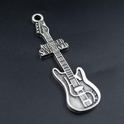 Avenged Sevenfold Elektro Gitar Deri ip Kolye - Gümüş Kaplama - Kadın Erkek Kolye - No:1048