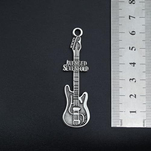 Avenged Sevenfold Elektro Gitar Deri ip Kolye - Gümüş Kaplama - Kadın Erkek Kolye - No:1048