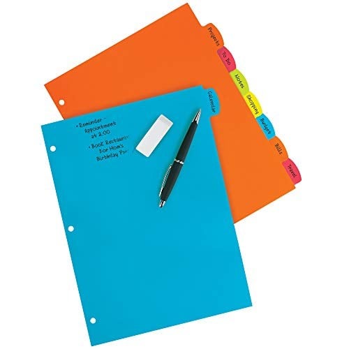 Avery Big Tab 21210 Ayırma Sayfası, Sağlam Plastikten, 8 Kayıt Kartı, Çok Renkli, 3 Set