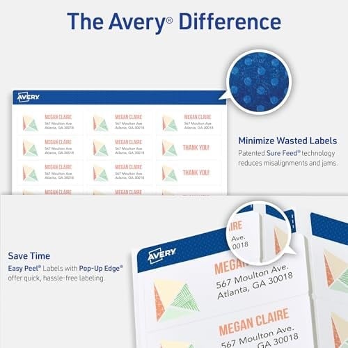 Avery Kolay Soyulabilir Basılabilir Adres Etiketleri, Emin Besleme, 1