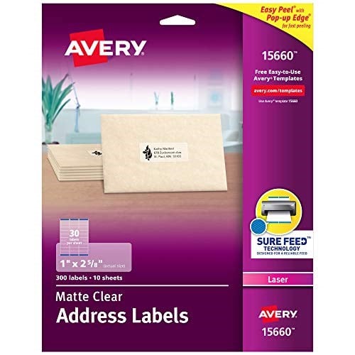Avery Mat Buzlu Şeffaf Etiket Lazer Yazıcı için, 1