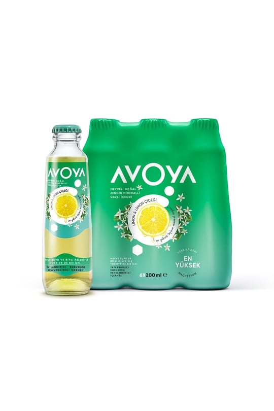 Avoya Meyveli Limon & Limon Çiçeği Doğal Zengin Mineralli Gazlı İçecek Şişe 6 x 200 ml