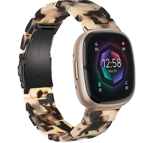 AWSMOR Reçine Bant Fitbit Versa 4/Versa 3/Fitbit Sense 2/Sense Band Kadınlar ile Uyumlu, Versa 3/4/Sense 2 Akıllı Saat için Hafif Bileklik Yedek Kayış