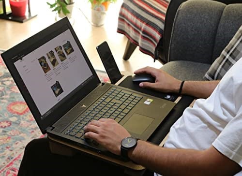 Axolotl Telefon Ve Tablet Bölmeli Minderli Laptop Sehpası Notebook Bilgisayar Çalışma Masası, Antik Meşe