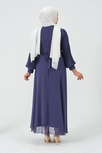 AYÇİN KADIN TESETTÜR KOLU PLİSELİ ABİYE ELBİSE