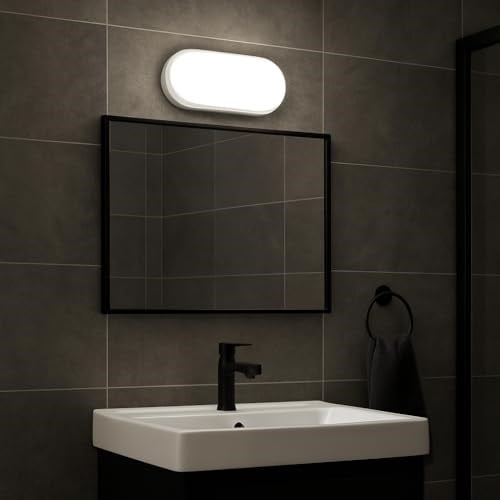 Aydos 15W IP65 Oval Beyaz LED Tavan ve Duvar Lambası | 6500K Beyaz Işık | Su ve Toz Geçirmez Banyo Bahçe Balkon Aydınlatma Armatürü | Yüzeye Monte, 1500 Lümen (220V)