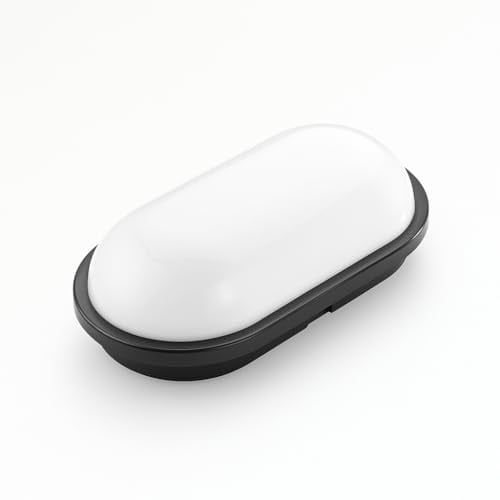 Aydos 20W IP65 Oval Siyah LED Tavan ve Duvar Lambası | 6500K Beyaz Işık | Su Geçirmez Banyo Bahçe Aydınlatma Armatürü | 2000 Lümen | 270x147x78mm (220V)