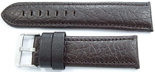Azzuro Deri Saat Kordonu 24mm Koyu Kahverengi Kayış Çatlak Desen