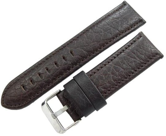 Azzuro Deri Saat Kordonu 24mm Koyu Kahverengi Kayış Çatlak Desen