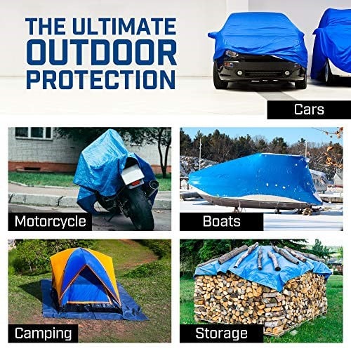 B-Air tarafından Grizzly Tarps 16 x 20 Büyük Çok Amaçlı Su Geçirmez Ağır Hizmet Tipi Poli Tarp Grometli Her 36 inç, 8x8 Dokuma, 5 Mil Kalınlığı, - Seçenekler: 15X15, 16X20, 6 x 8, 12X16, 20x30