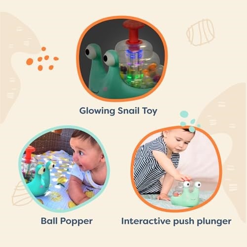 B. BX1561Z Bebek - Işıklı Top Popper - Parlayan Salyangoz Küçük Çocuklar - Gelişimsel Faydalar - Etkileşimli Oyuncak - 10 Ay + - Escar-Glooooow, Çoklu