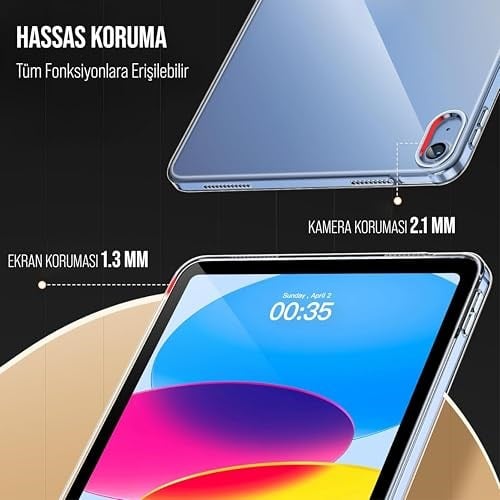 Babilden APPLE ile uyumlu 11 inç iPad (A16) / iPad Air 10.9 inç/iPad 10.Nesil 10.9 Kılıf Şeffaf Silikon Arka Kapak