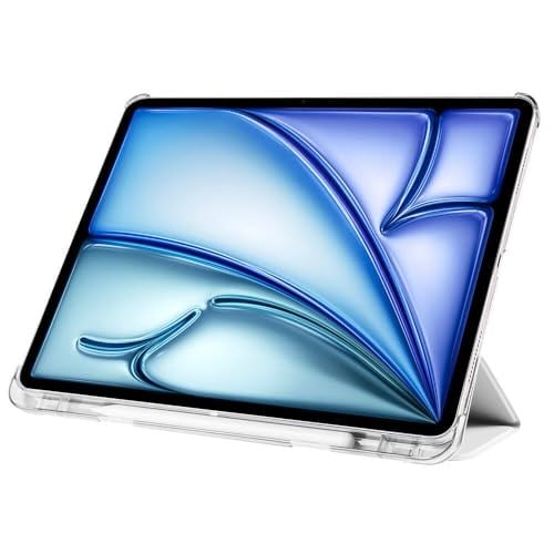 Babilden Apple iPad Tablet ile Uyumlu Tablet Kılıfı Smart Cover Uyku Modlu Standlı Arkası Sert Şeffaf Kapak (Siyah, iPad Air 13 2024 /iPad P - Seçenekler: iPad 9.Nesil 10.2/10.5, iPad 10.Nesil 10.9...
