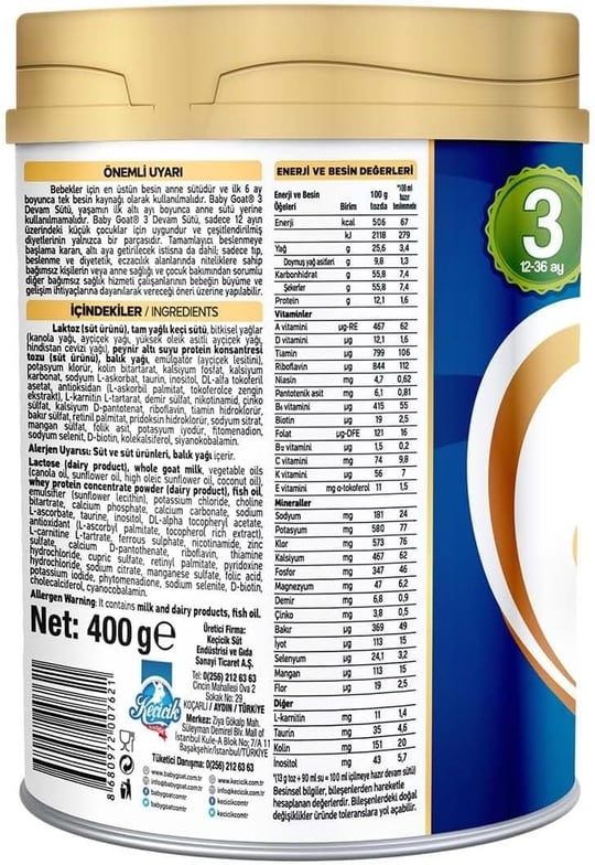 Baby Goat Keçi Sütü Maması 3 Numara 400 gr No_color 3