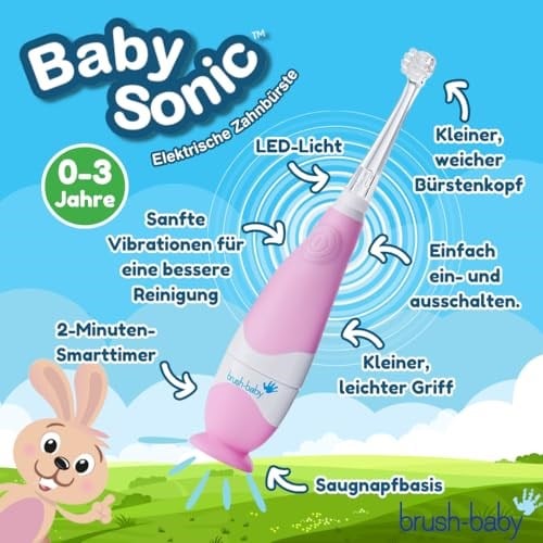 Baby Sonic Brush-Baby BabySonic Elektrikli Diş Fırçası, Pembe, 0-3 Yaş, Zamanlayıcılı