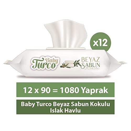 Baby Turco Beyaz Sabun Kokulu Islak Havlu 1080 Yaprak (12 x 90)