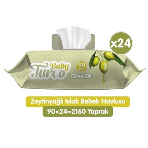 Baby Turco Zeytinyağı Kokulu 2160 Yaprak Islak Bebek Havlusu (24 x 90 Adet)