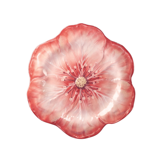 Baci Milano Botanica Çiçek Desenli Melamin Pembe Pasta Tabağı 23 cm