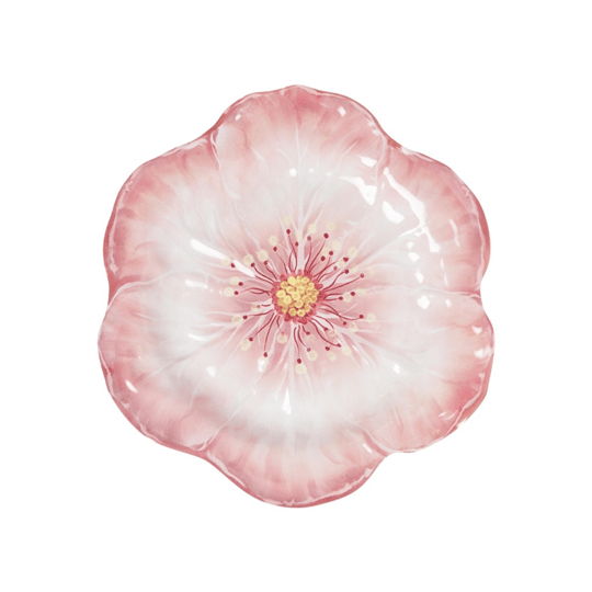 Baci Milano Botanica Çiçek Desenli Melamin Pembe Pasta Tabağı 23 cm