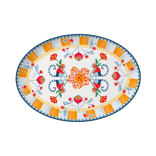 Baci Milano Dolce Far Niente Çiçek Desenli Oval Porselen Servis 31x22 cm