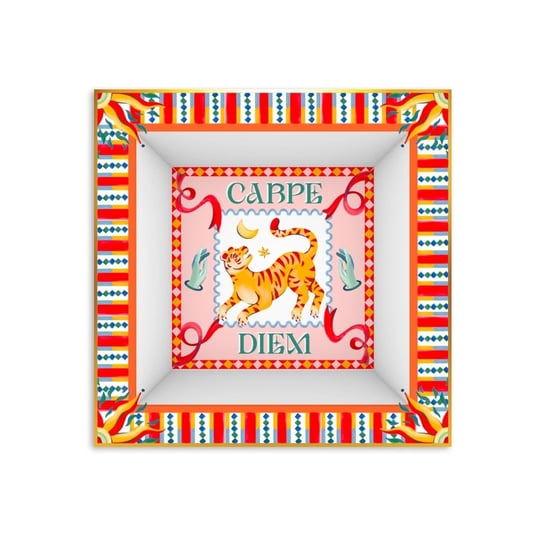 Baci Milano Dolce Far Niente Kaplan Desenli Kare Porselen Tabak 22x22 cm