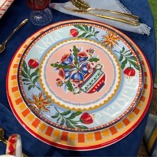 Baci Milano Dolce Far Niente Karışık Desenli 6 Parça Mix Porselen Servis Tabağı 28 cm