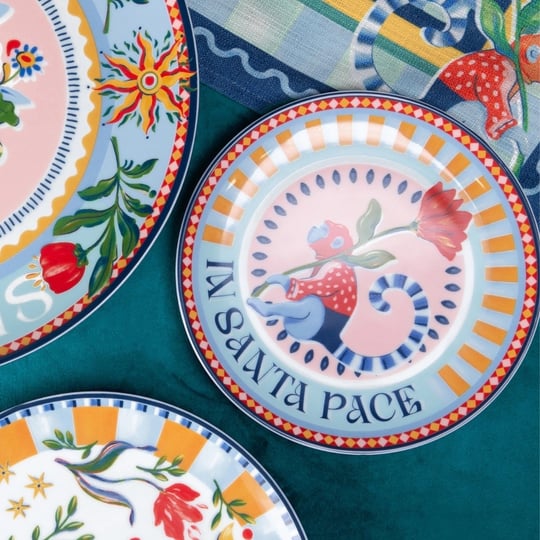 Baci Milano Dolce Far Niente Karışık Desenli 6 Parça Mix Porselen Ekmek Tabağı 16 cm