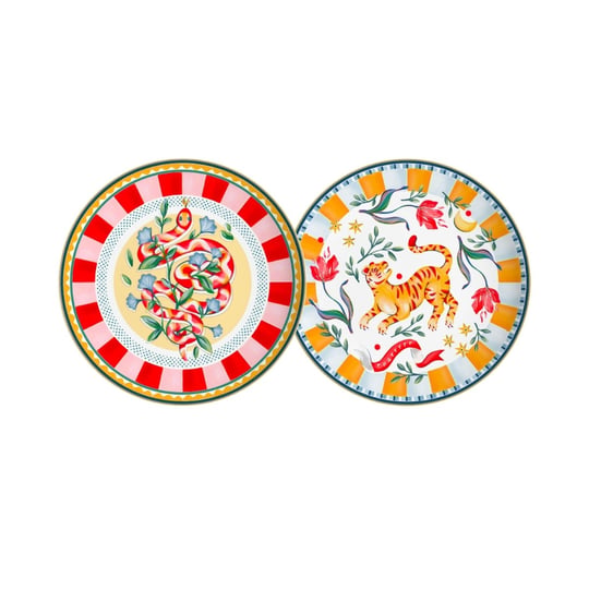 Baci Milano Dolce Far Niente Karışık Desenli 6 Parça Mix Porselen Pasta Tabağı 22 cm