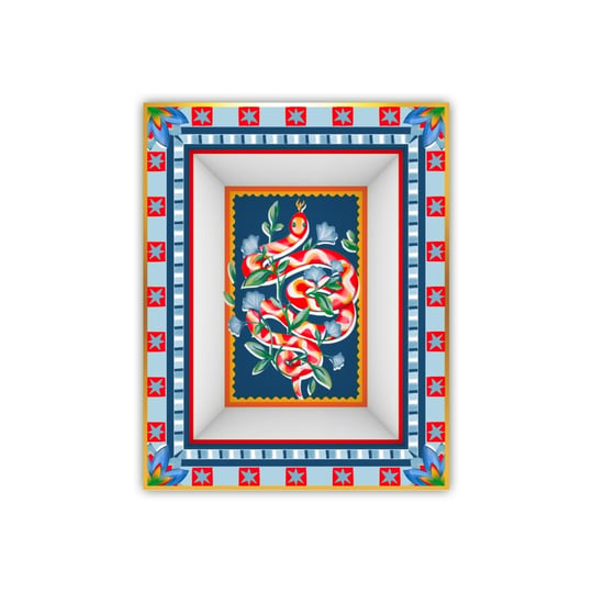 Baci Milano Dolce Far Niente Mavi Desenli Dikdörtgen Porselen Tabak 19,5x15,5 cm