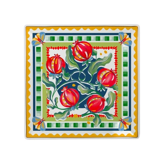 Baci Milano Dolce Far Niente Nar Desenli Kare Porselen Tabak 15x15 cm