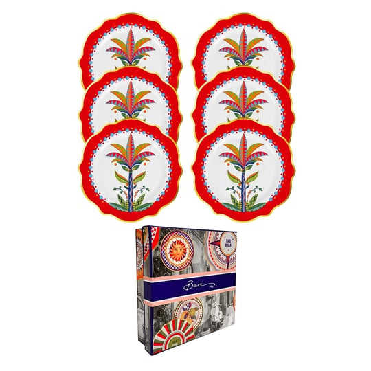 Baci Milano Dolce Vita 6lı Palm Pasta Tabağı 21 cm Porselen